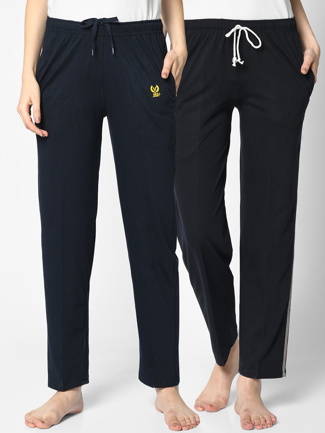 

VIMAL JONNEY Women Pack of 2 Solid Track Pants, Navy blue