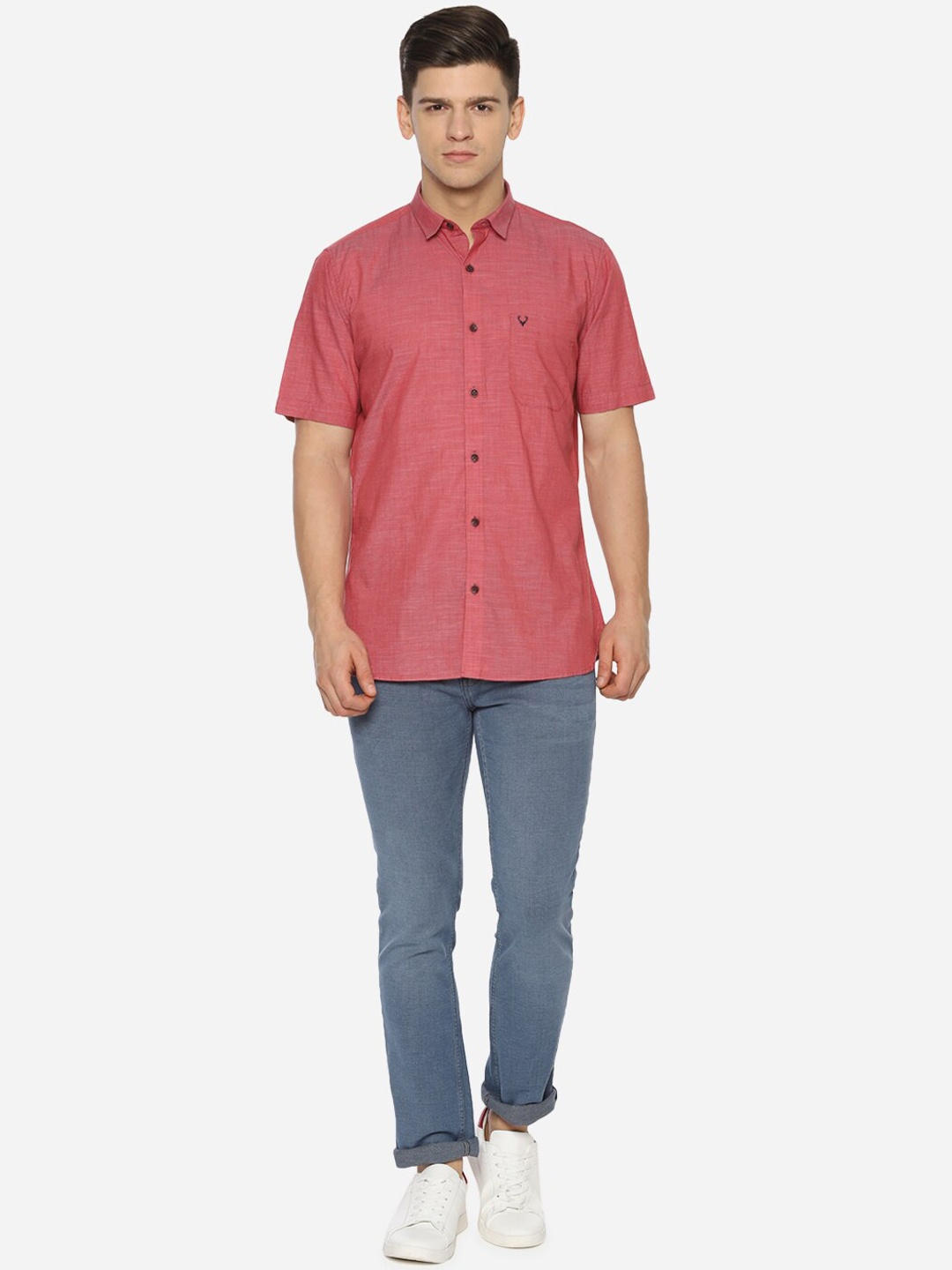 

Allen Solly Men Red Regular Fit Solid Casual Shirt
