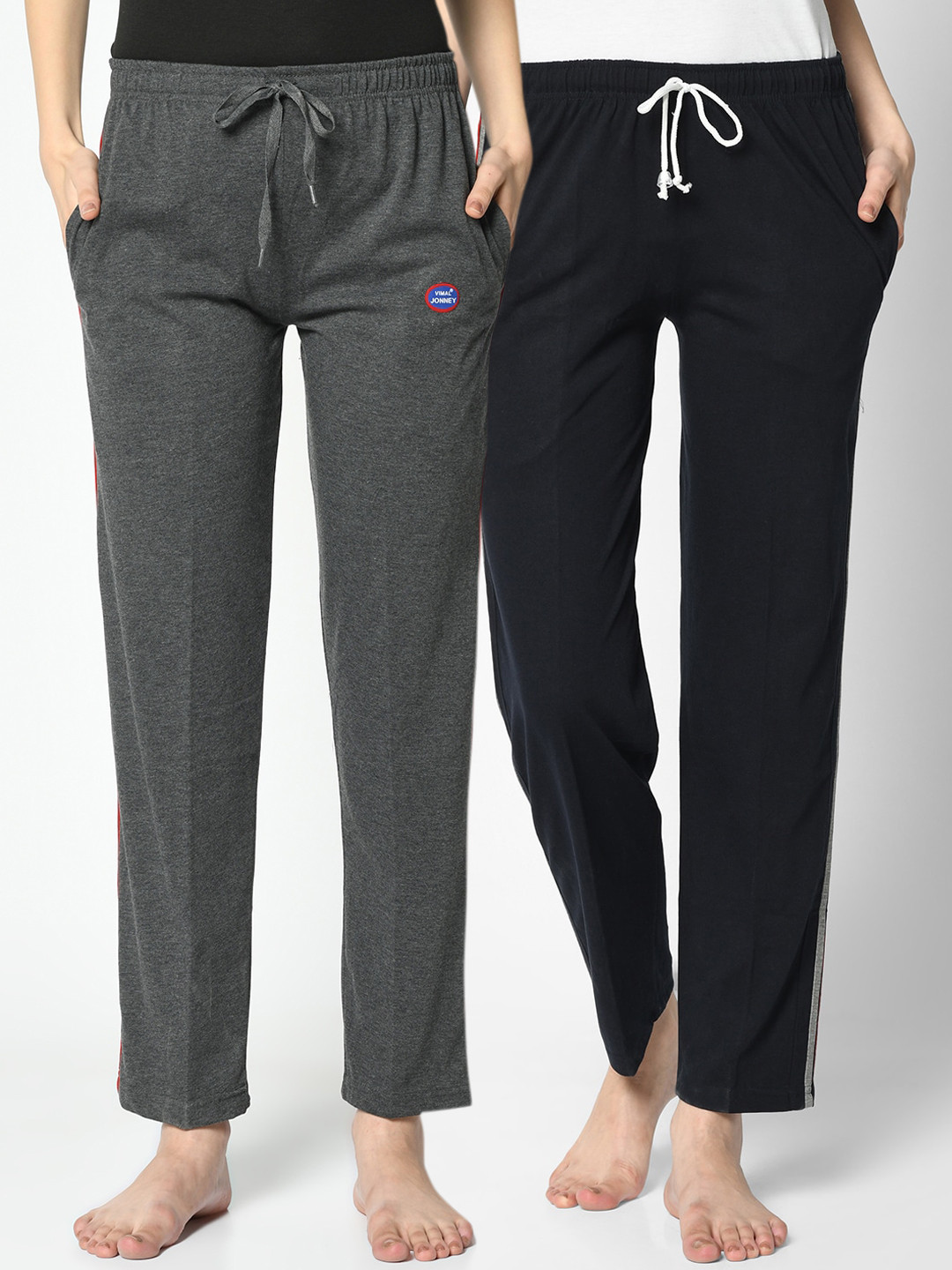 

VIMAL JONNEY Women Pack Of 2 Solid Lounge Pants, Grey