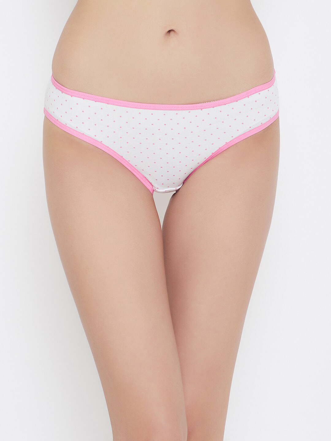 

Clovia Women White & Pink Printed Bikini Briefs PN3380U18