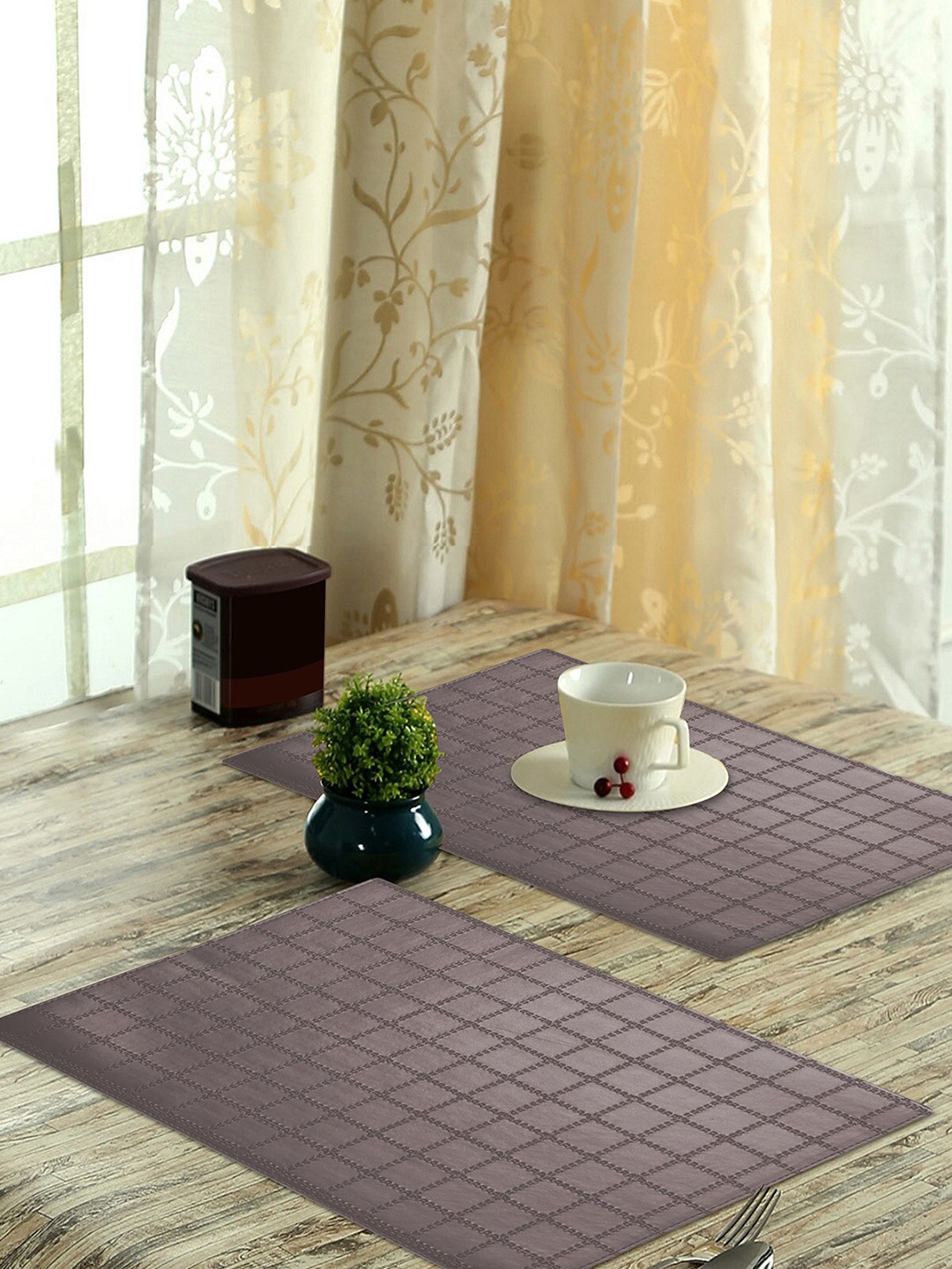 

OBSESSIONS Set of 6 Brown Textured Idyll Embossed Table Mats