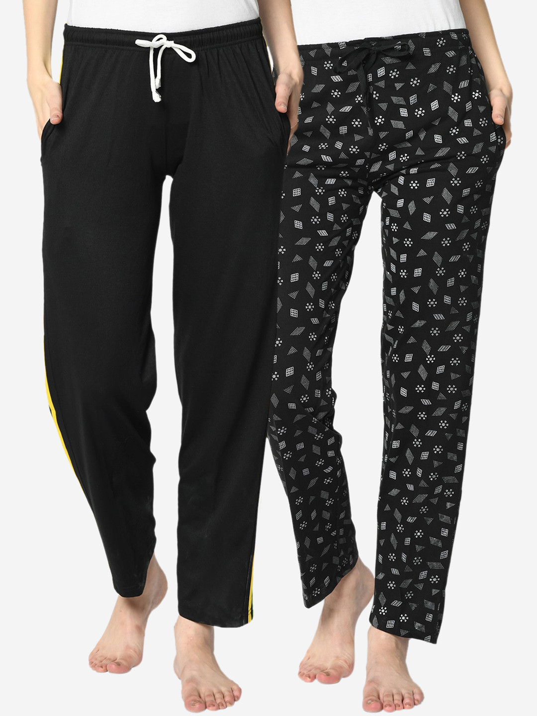 

VIMAL JONNEY Women Pack Of 2 Black Printed Lounge Pants