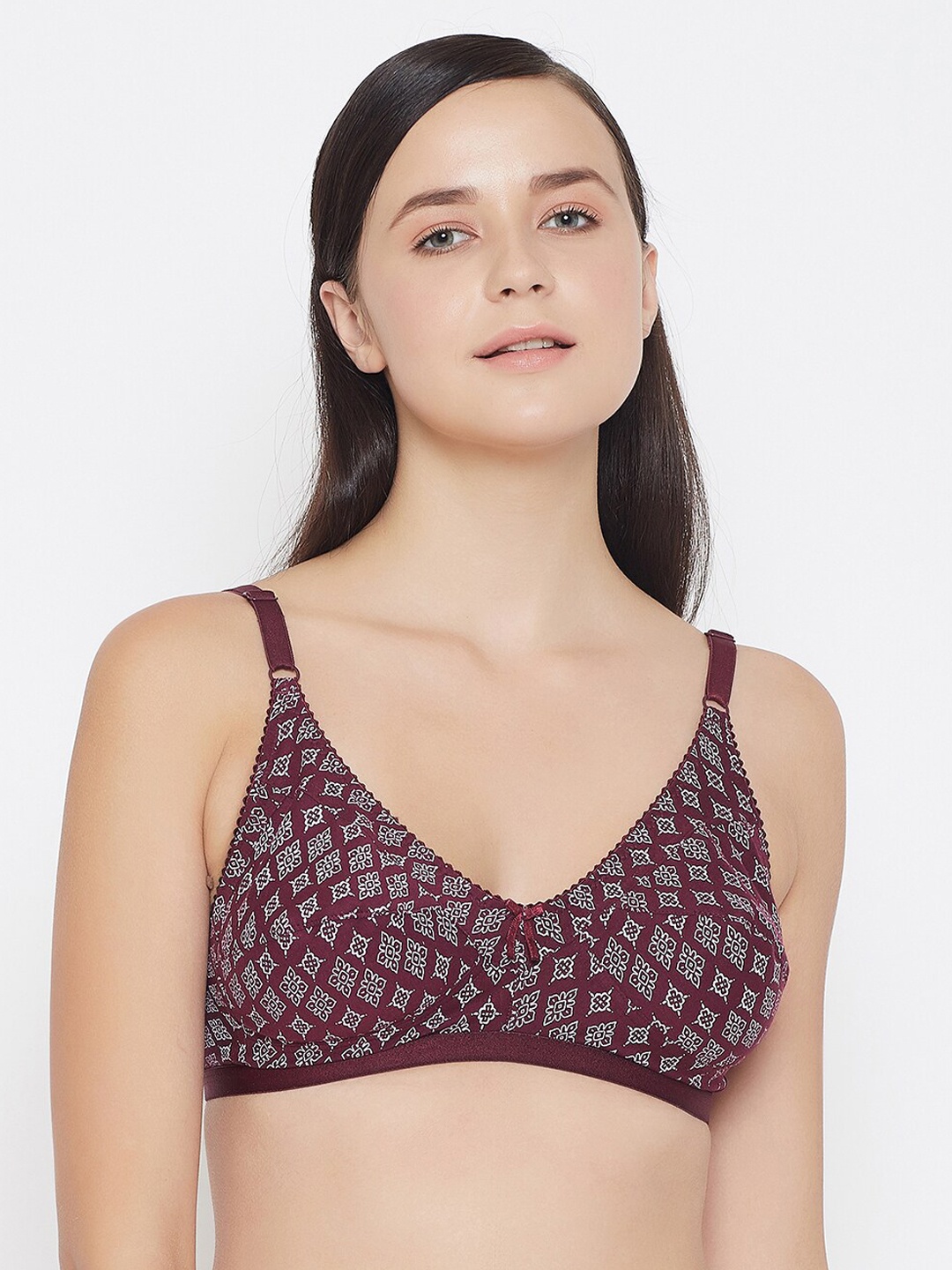 

Clovia Women Maroon & White Printed Non-Padded Non-Wired Everyday Bra BR0185K09