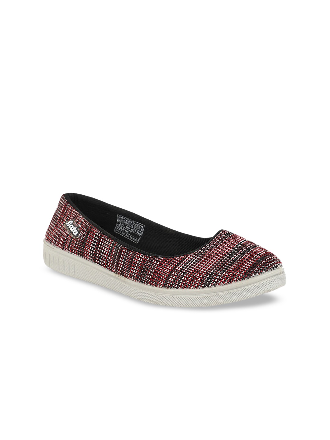 

Bata Women Black Striped Fabric Ballerinas