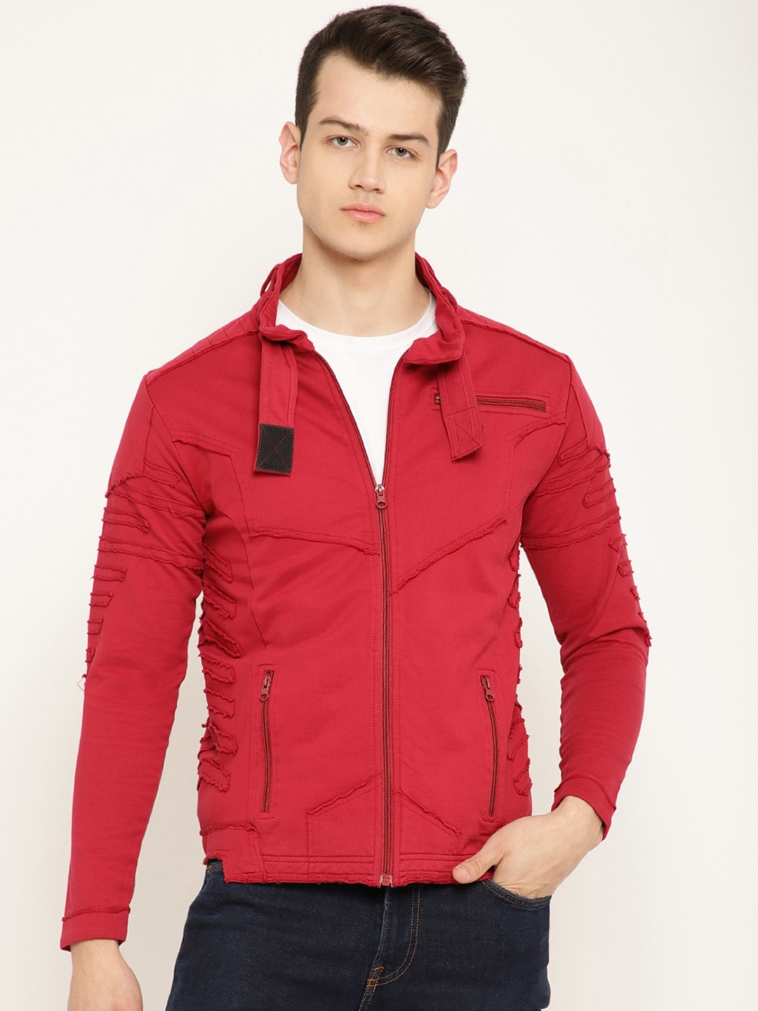 

PUNK Men Red Solid Sweatshirt