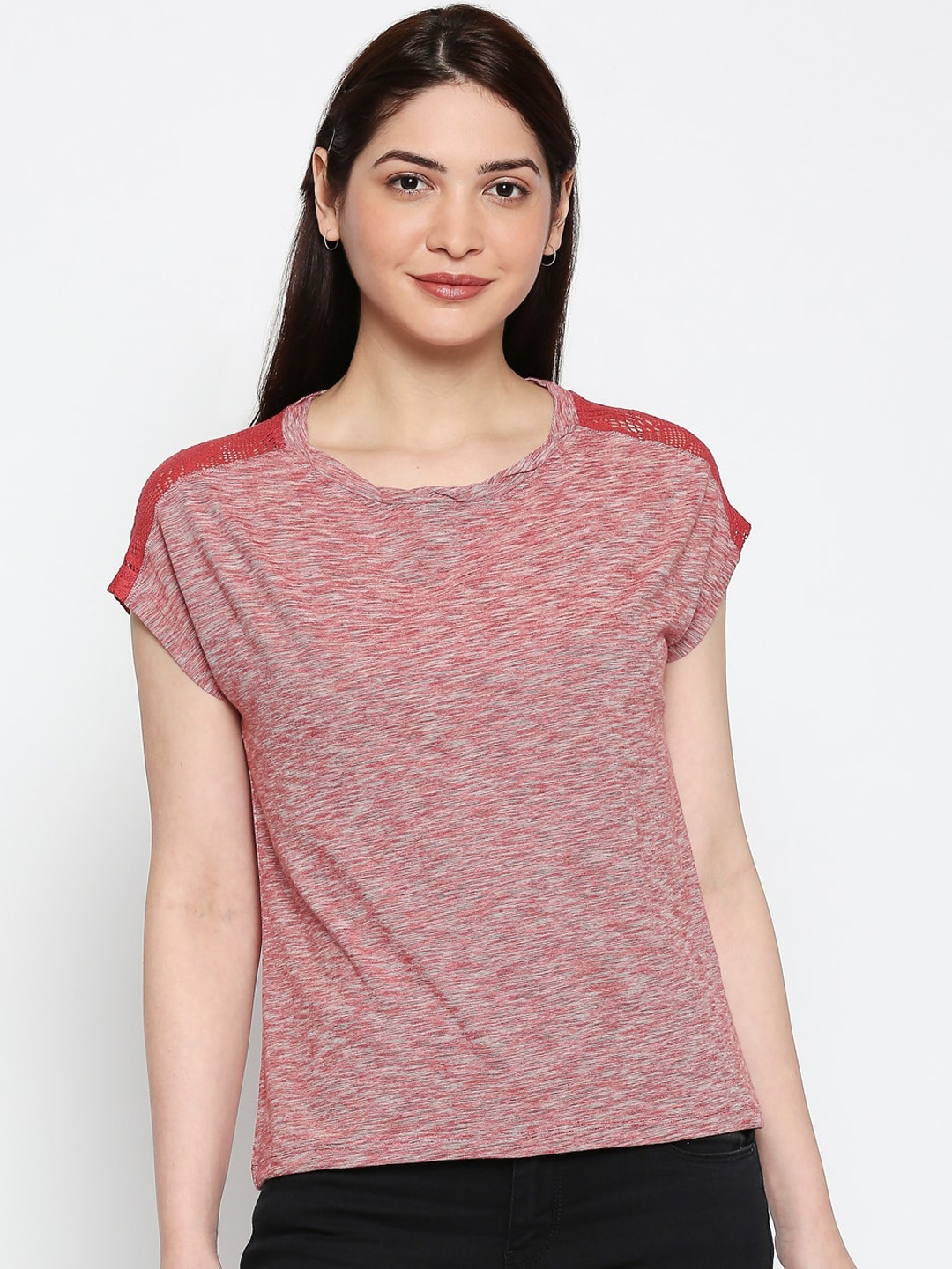 

People Women Pink Self Design Pure Cotton Top