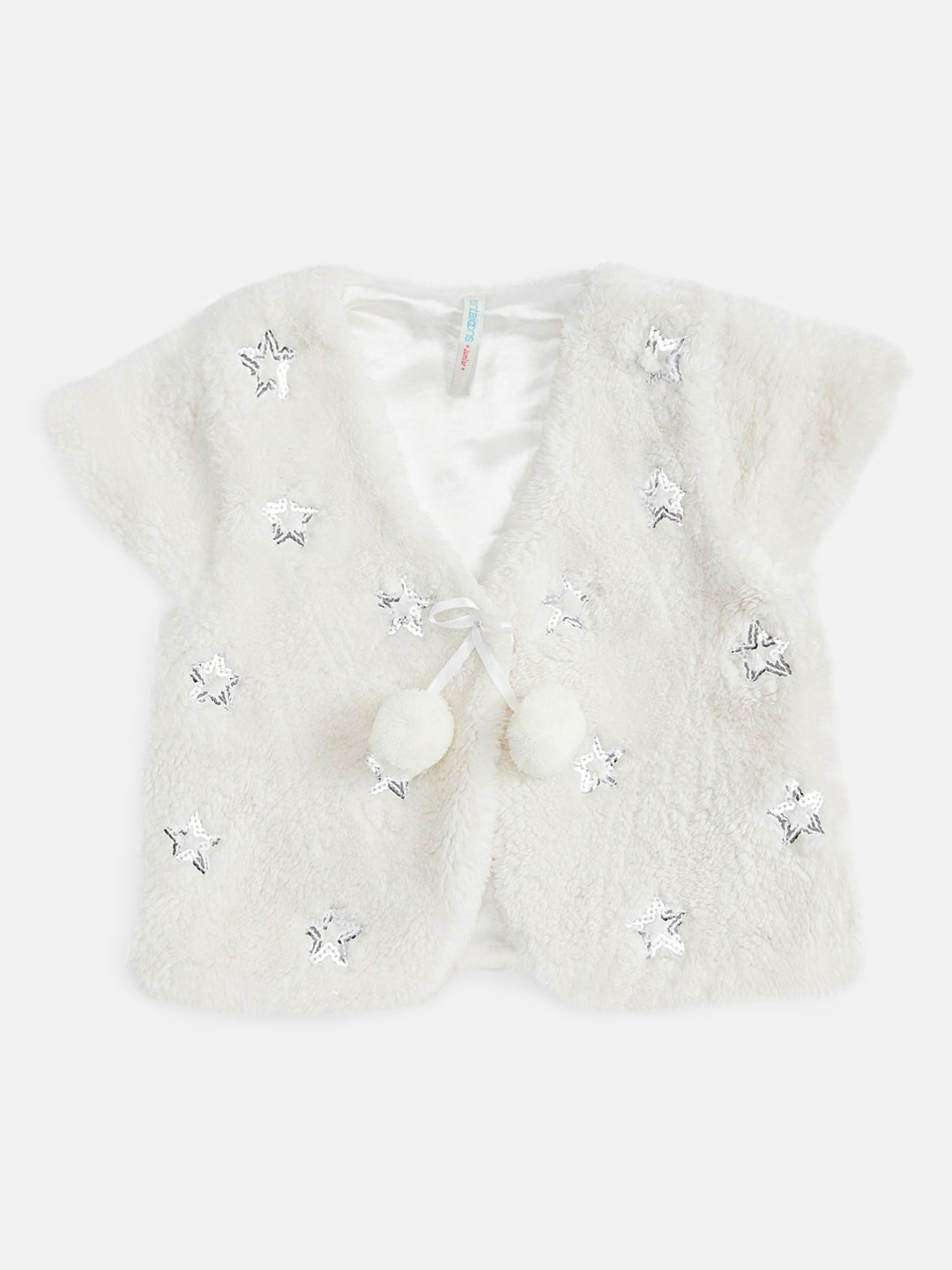 

Pantaloons Junior Girls Off White Embellished Front-Open Sweater