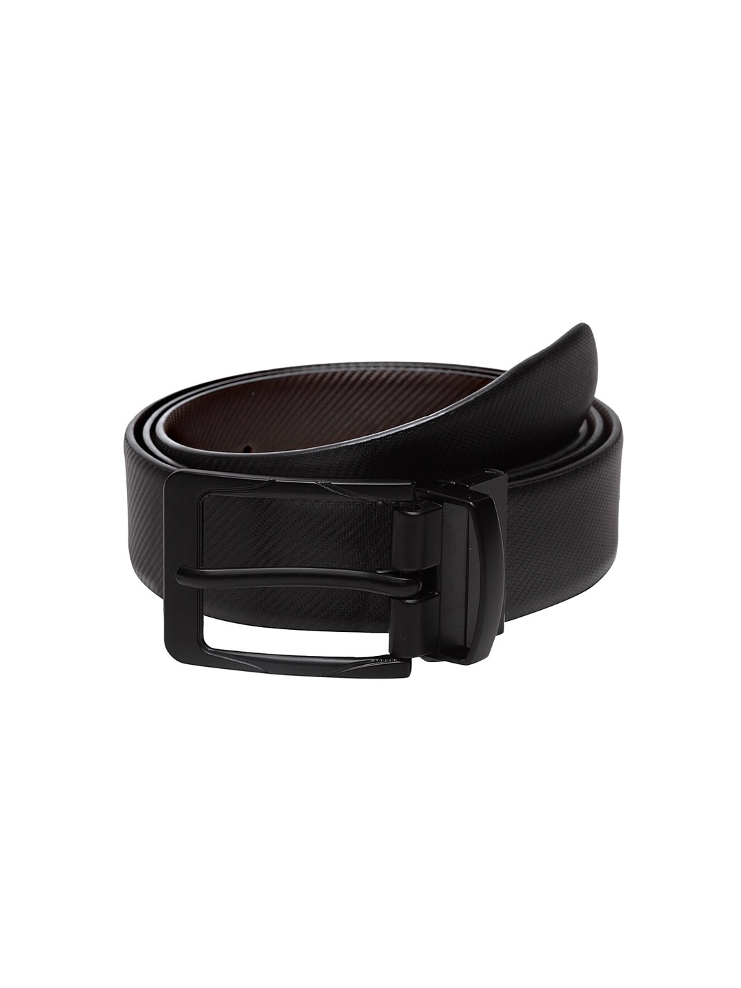 

WELBAWT Men Black & Brown Textured Reversible Leather Belt