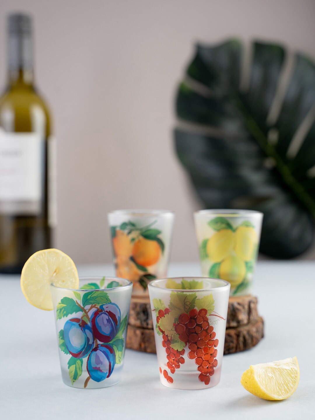 

KOLOROBIA Set Of 4 Transparent & Green Frutti DItalia Frosted Shot Glasses