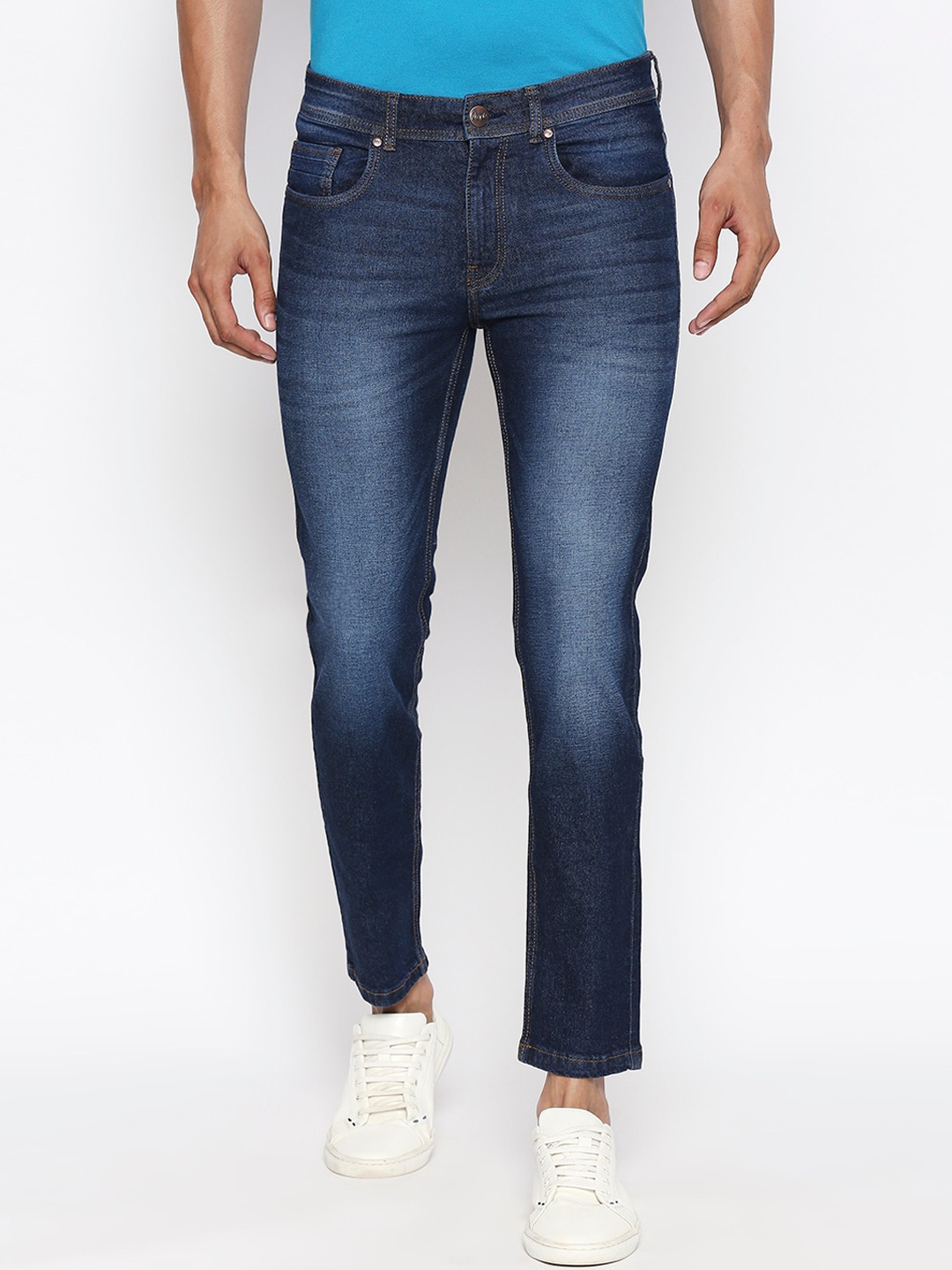 

People Men Navy Blue Slim Fit Mid-Rise Clean Look Jeans