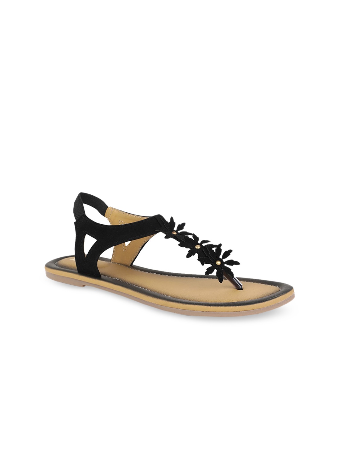 

Bata Women Black Solid PU Open Toe Flats