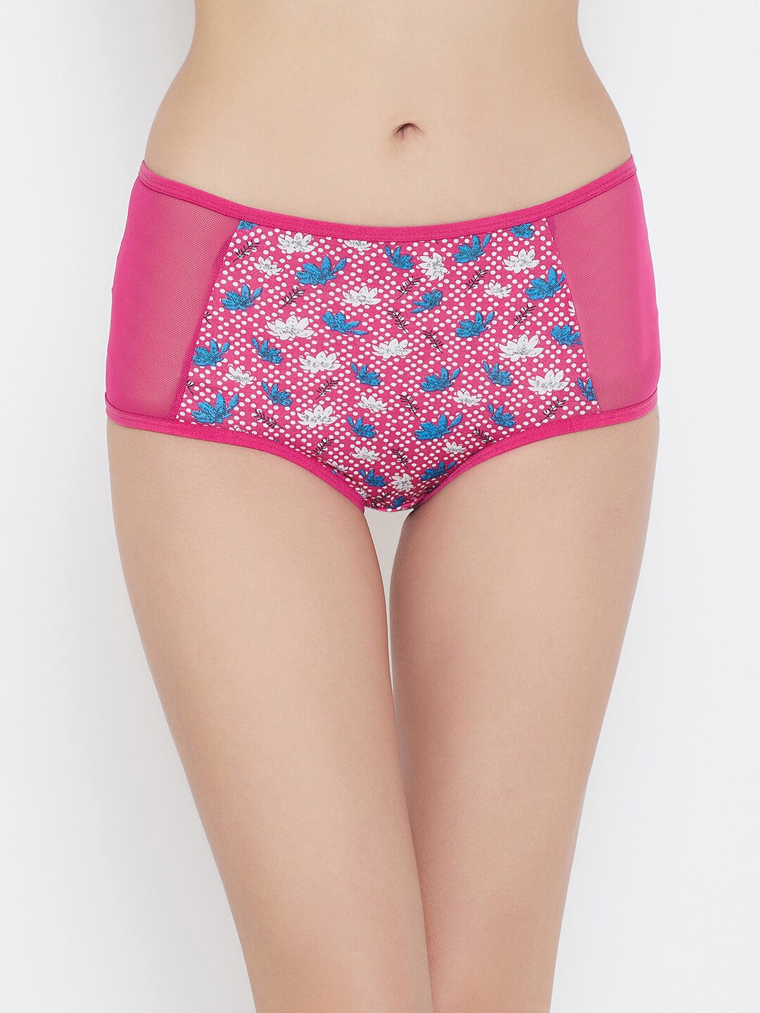 

Clovia Women Pink & White Floral-Printed Hipster Briefs PN2359I14