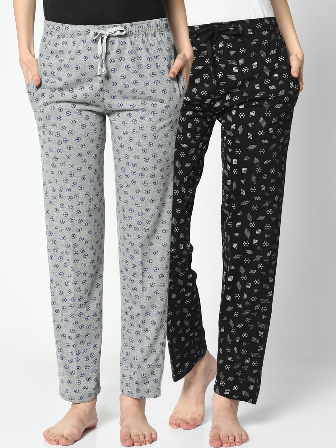 

MACK JONNEY Women Pack Of 2 Straight Fit Track Pants, Grey