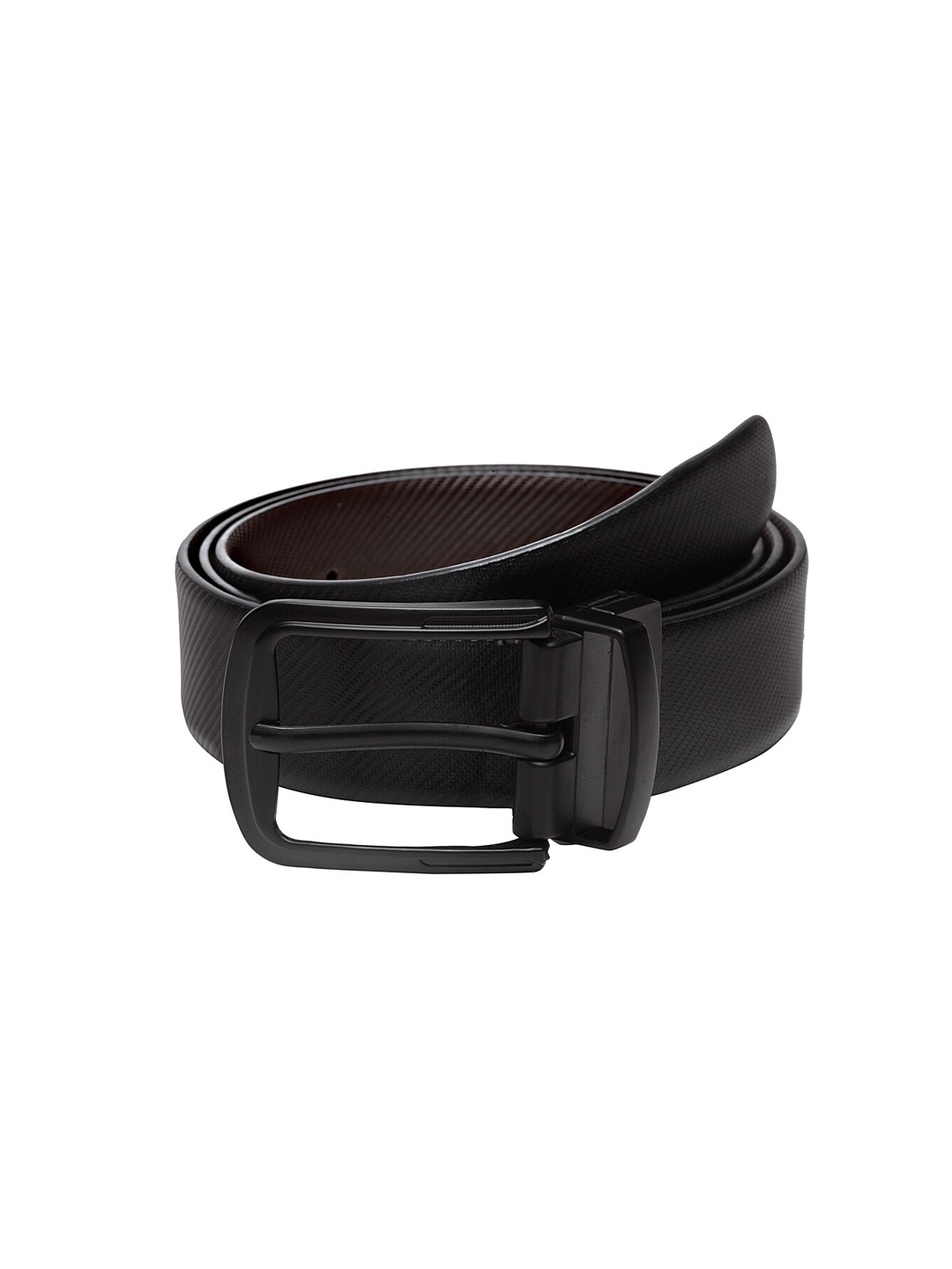 

WELBAWT Men Black & Brown Textured Reversible Leather Belt