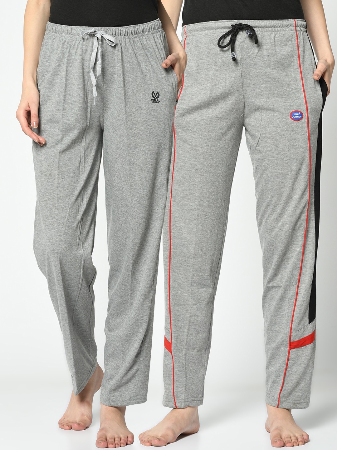 

VIMAL JONNEY Women Pack of 2 Grey Solid Lounge Pants