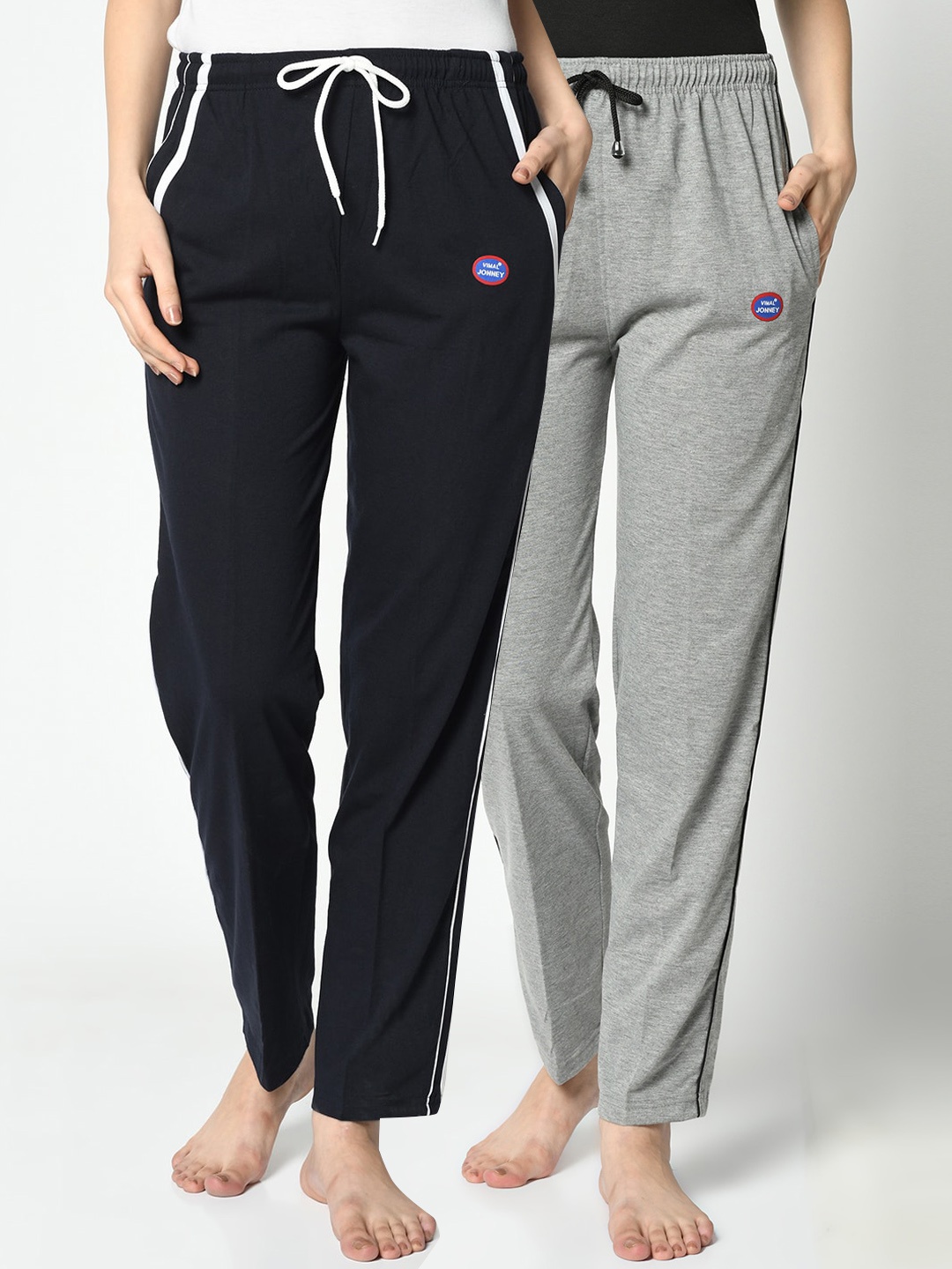 

VIMAL JONNEY Women Pack Of 2 Solid Lounge Pants, Grey