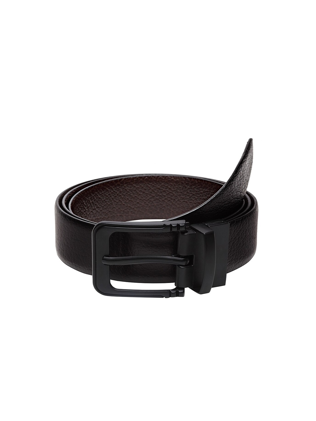 

WELBAWT Men Black & Brown Textured Reversible Leather Belt