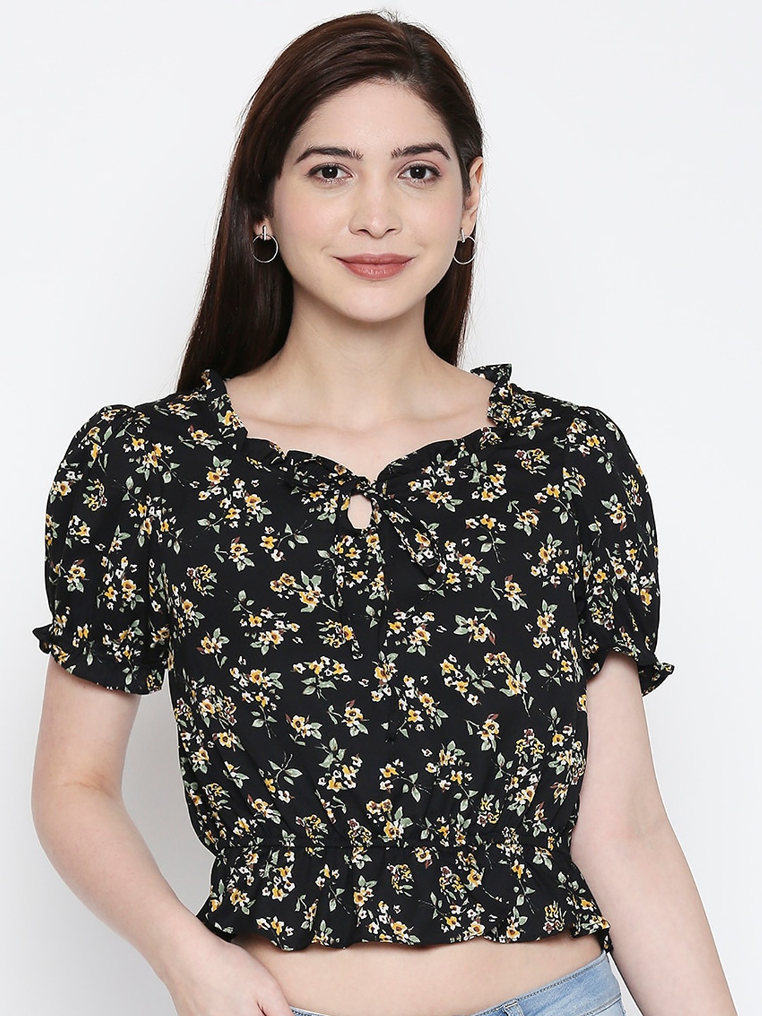 

People Women Black Printed Top