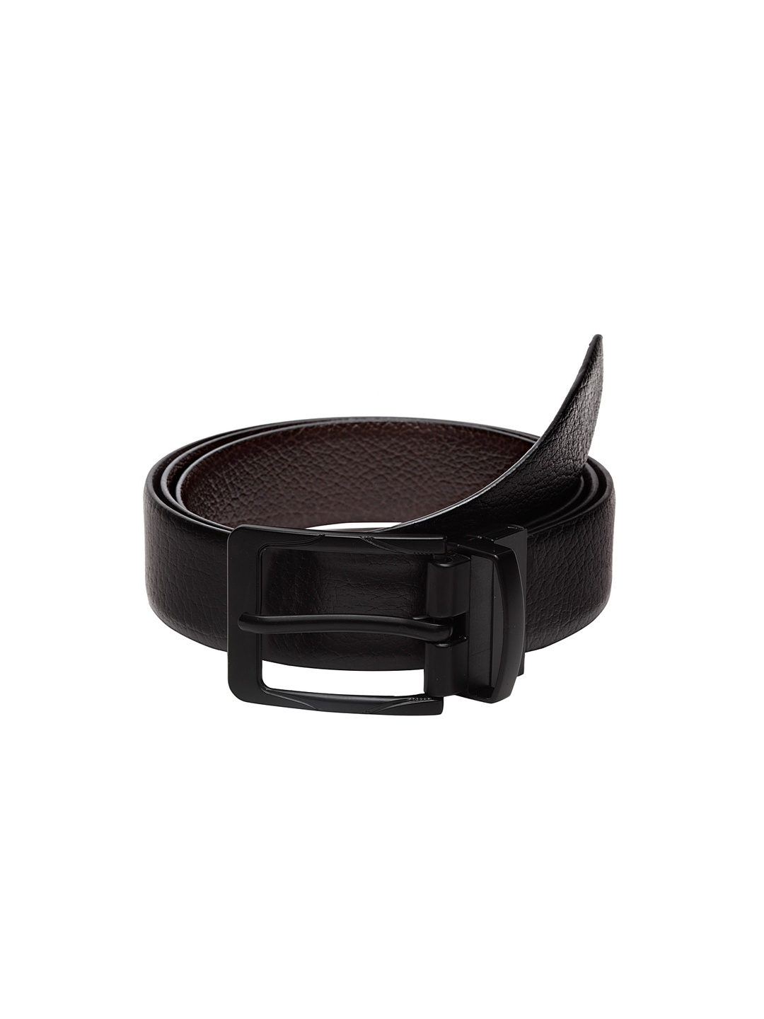 WELBAWT Men Black & Brown Solid Reversible Leather Belt