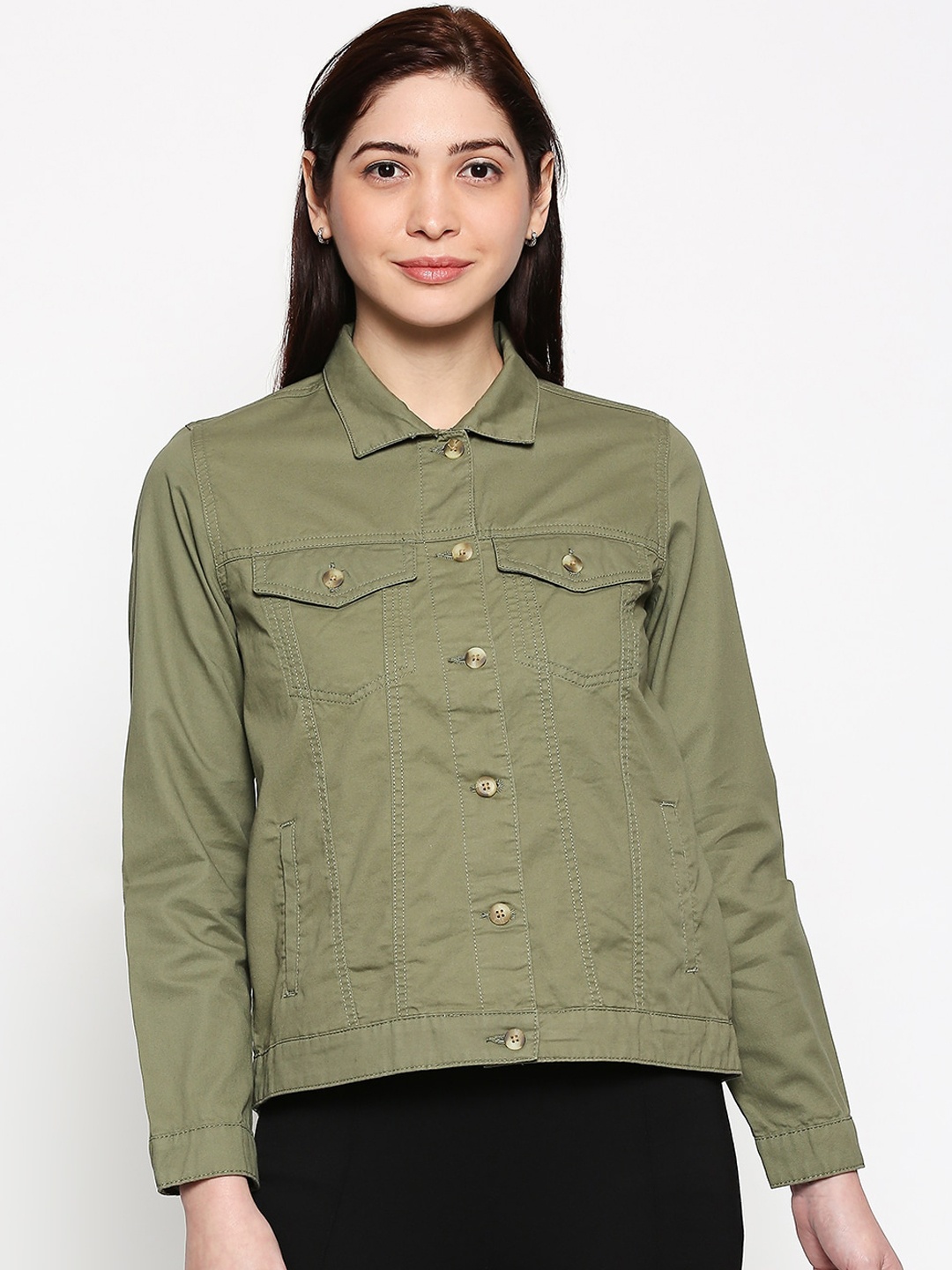 

People Women Green Solid Tailored Jacket
