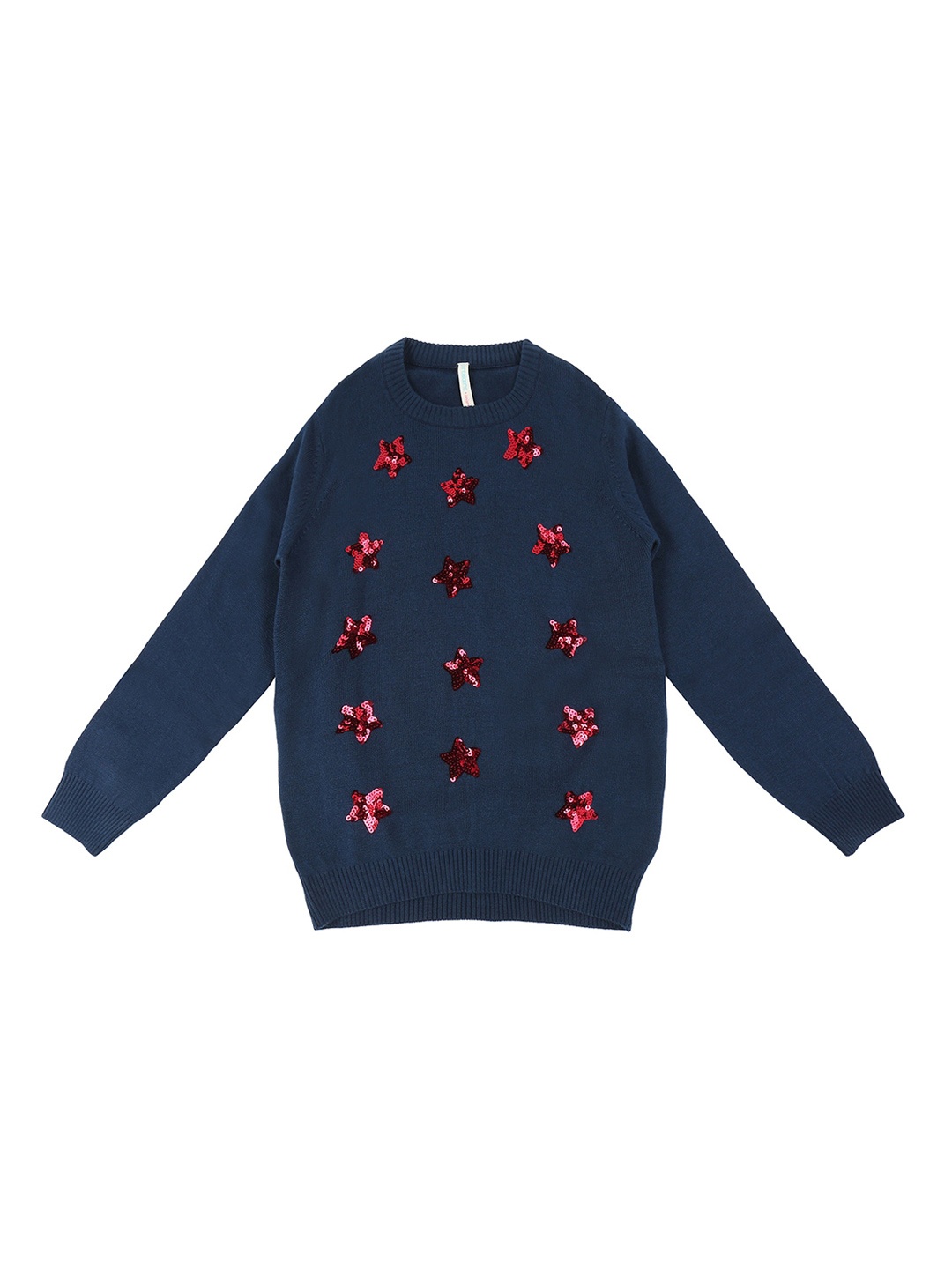 

Pantaloons Junior Girls Navy Blue & Red Embellished Pullover Sweater