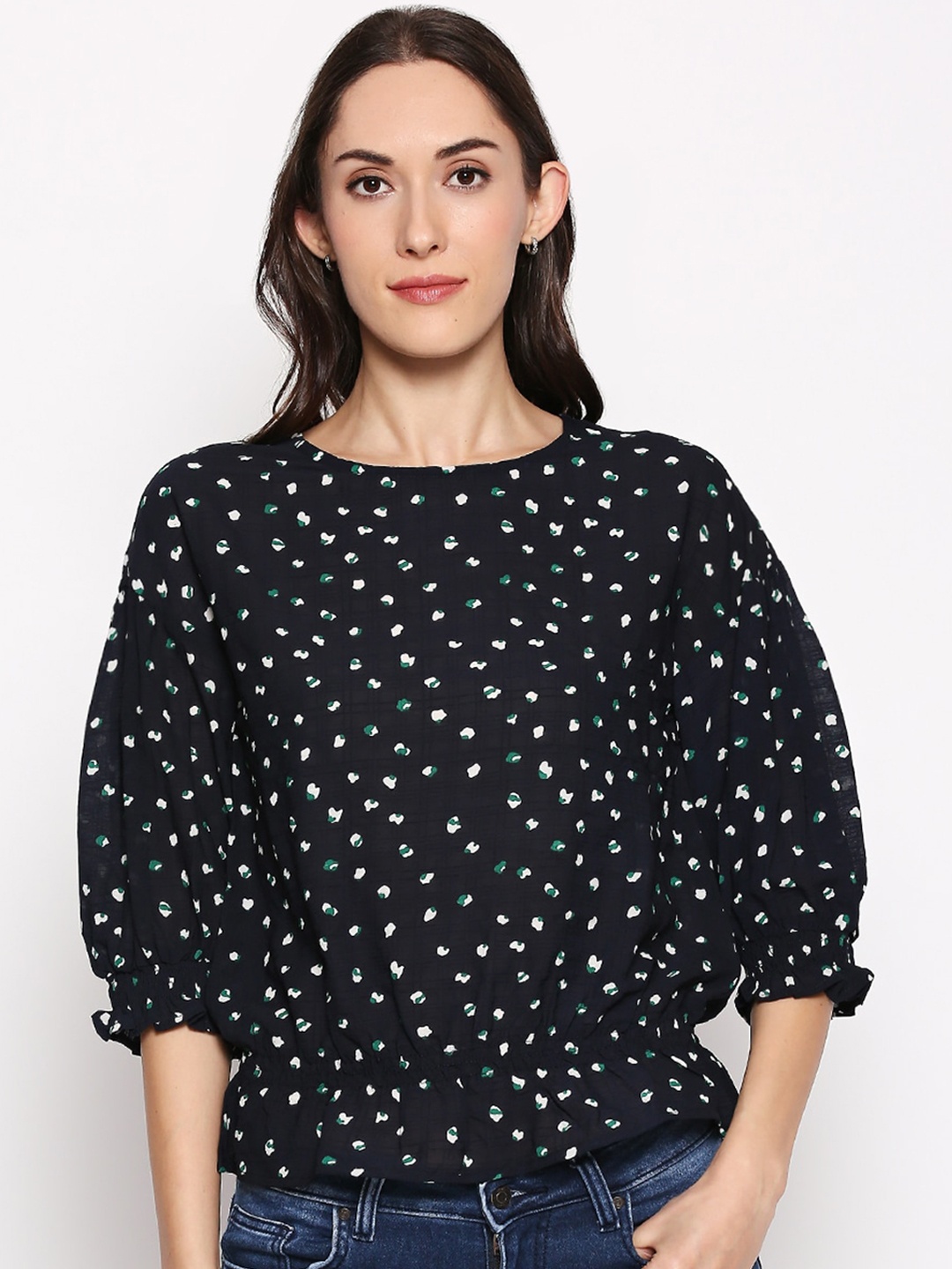People Women Blue Printed Top
