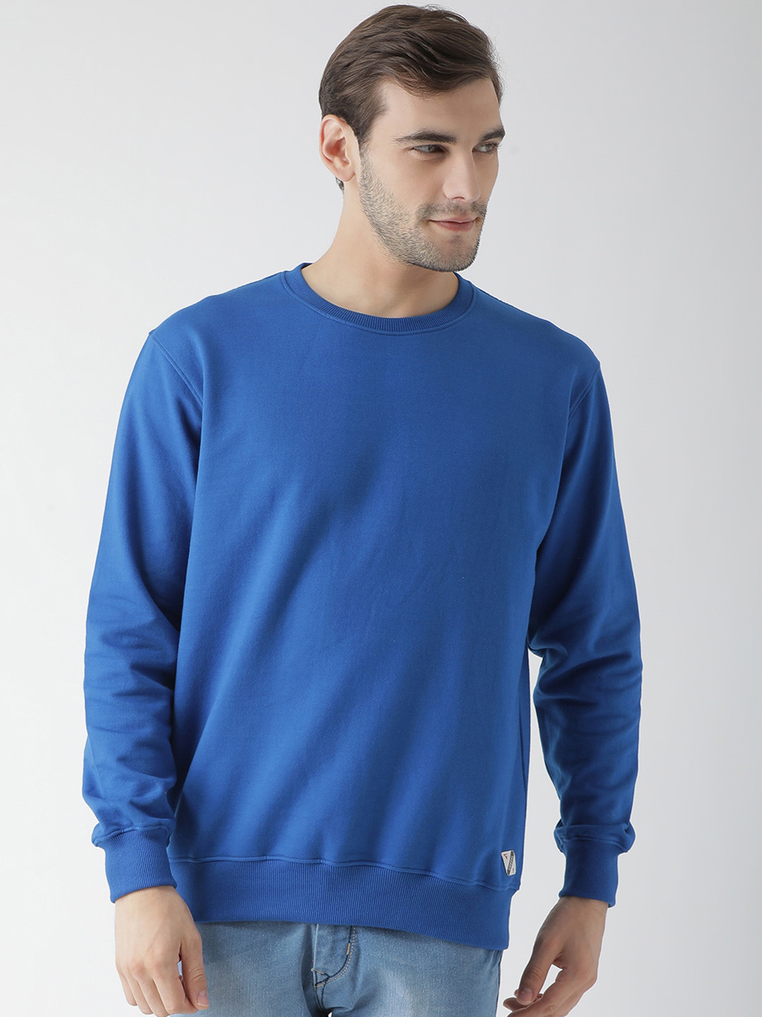

GRIFFEL Men Blue & Blue Solid Sweatshirt