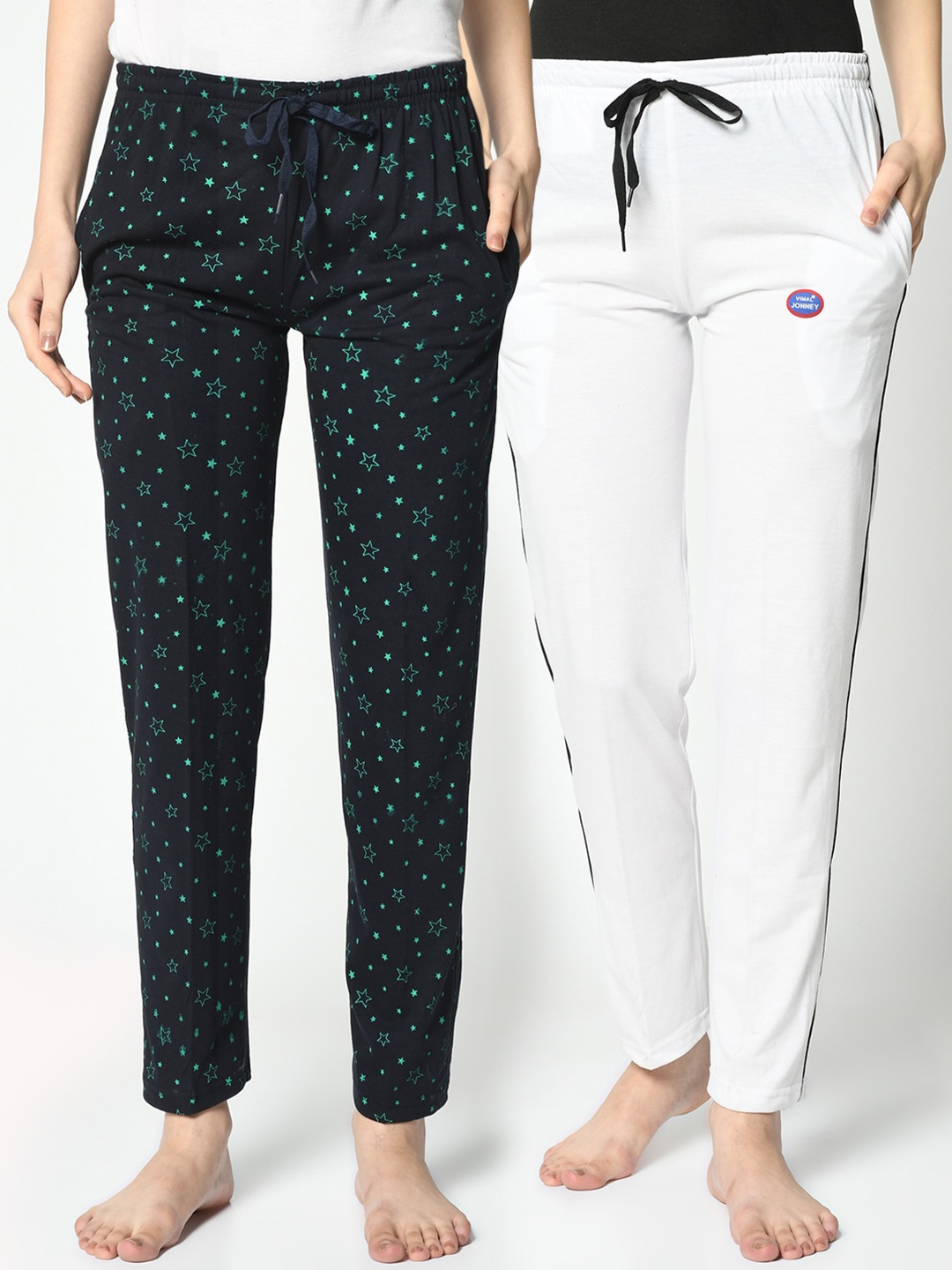 

VIMAL JONNEY Women Pack of 2 Grey & Black Printed Lounge Pants