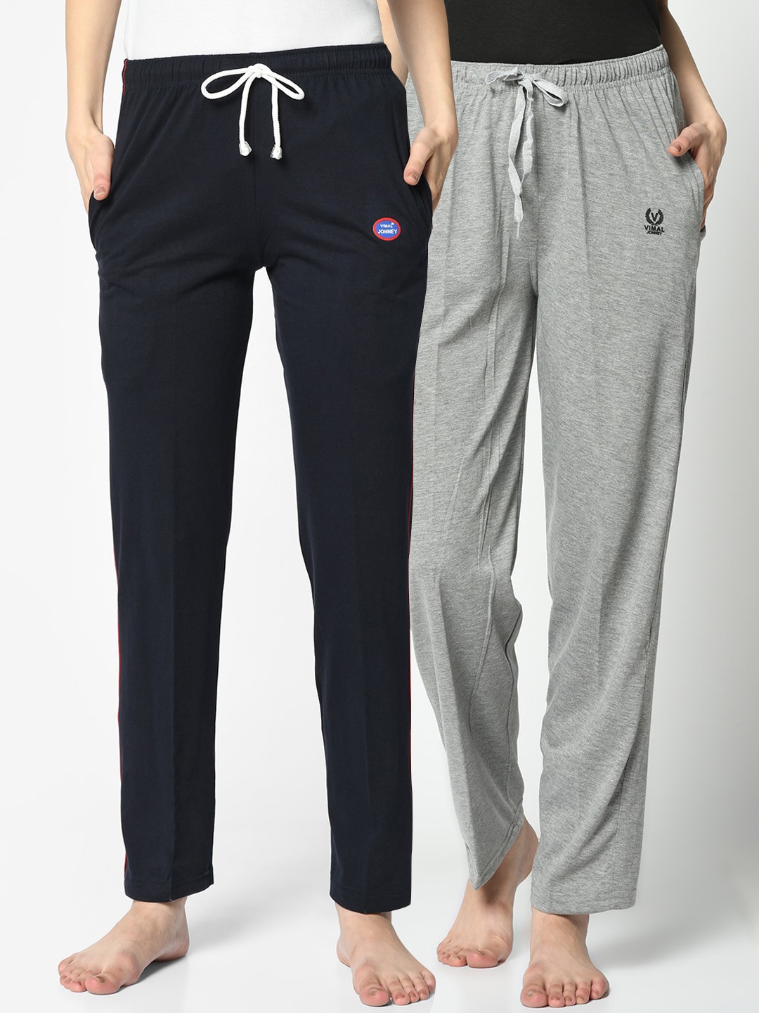 

MACK JONNEY Women Pack Of 2 Straight Fit Track Pants, Navy blue