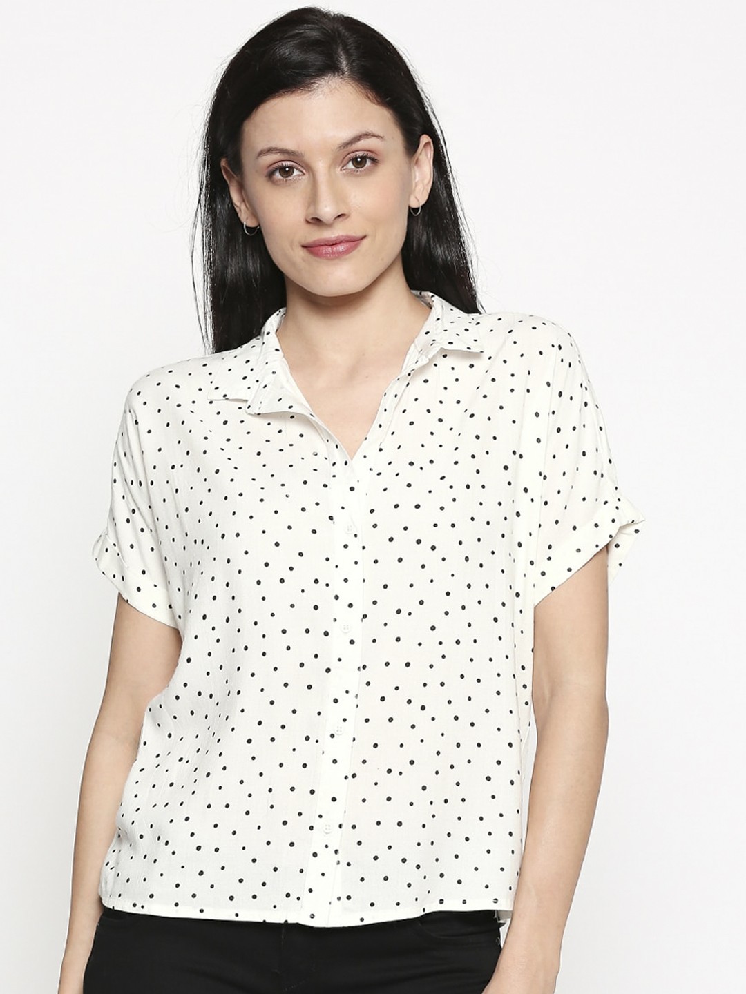 

People Women Off-White Printed Shirt Style Top