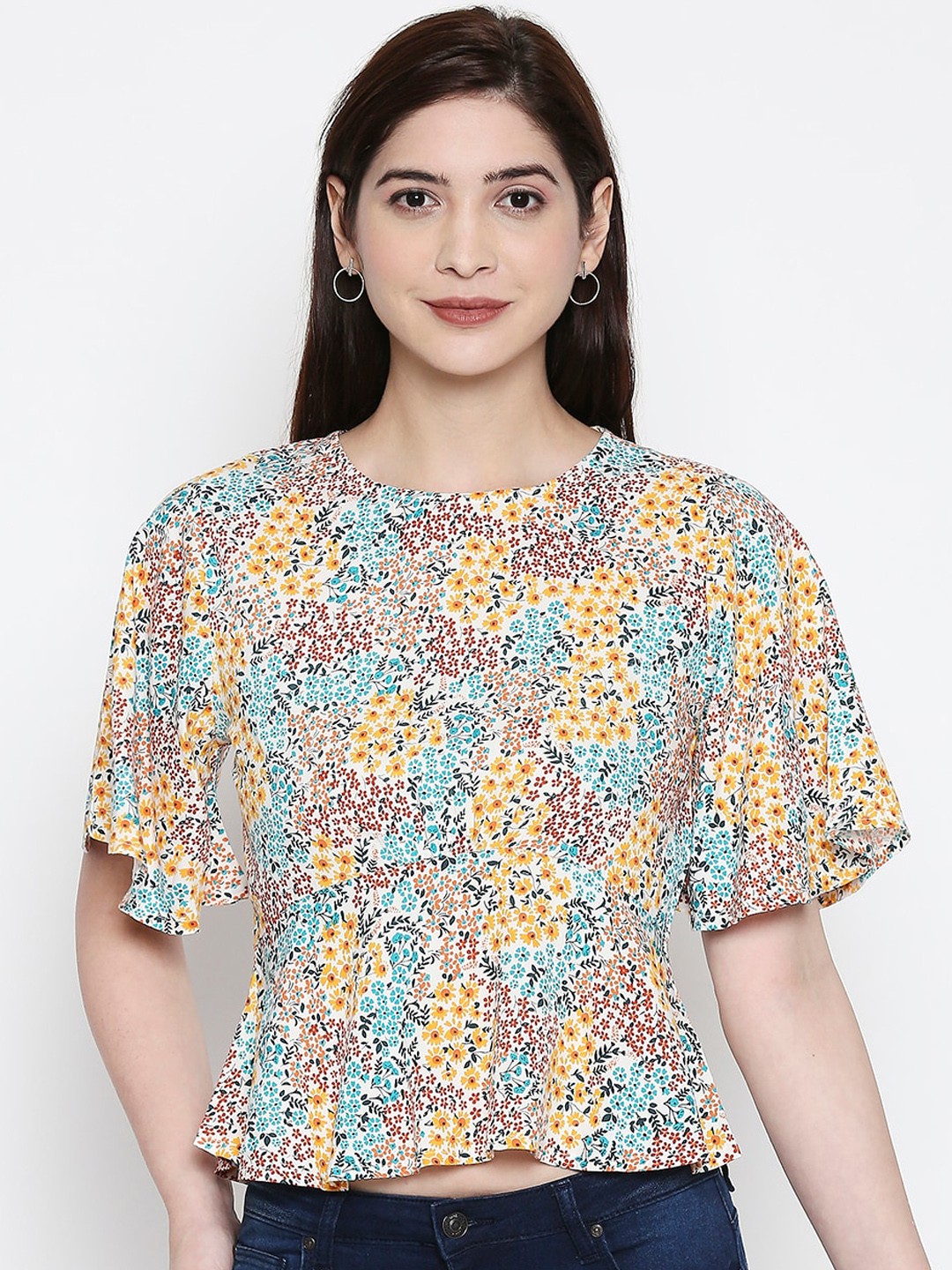 

People Women White Printed Top