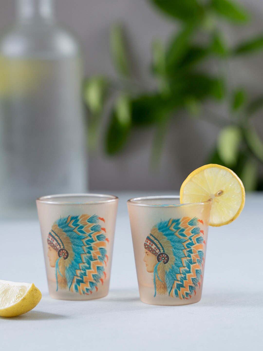 

KOLOROBIA Set of 2 Transparent & Blue Indian Male Shot Glasses 30 ml