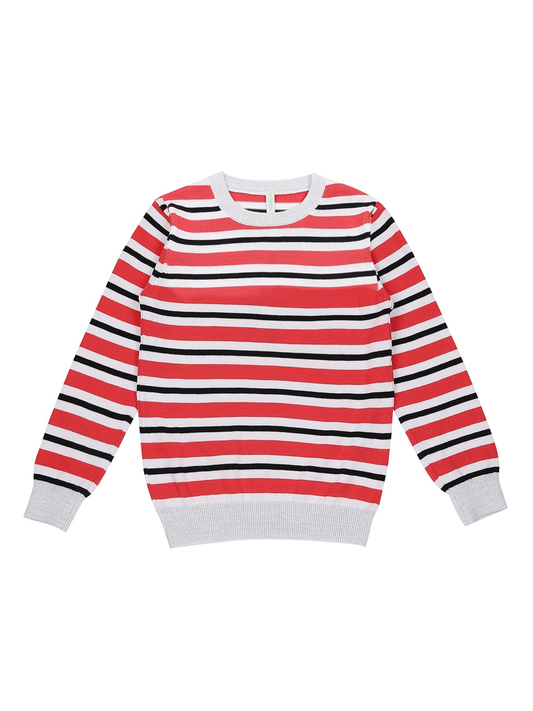 

Pantaloons Junior Girls Coral Red & White Striped Pullover Sweater