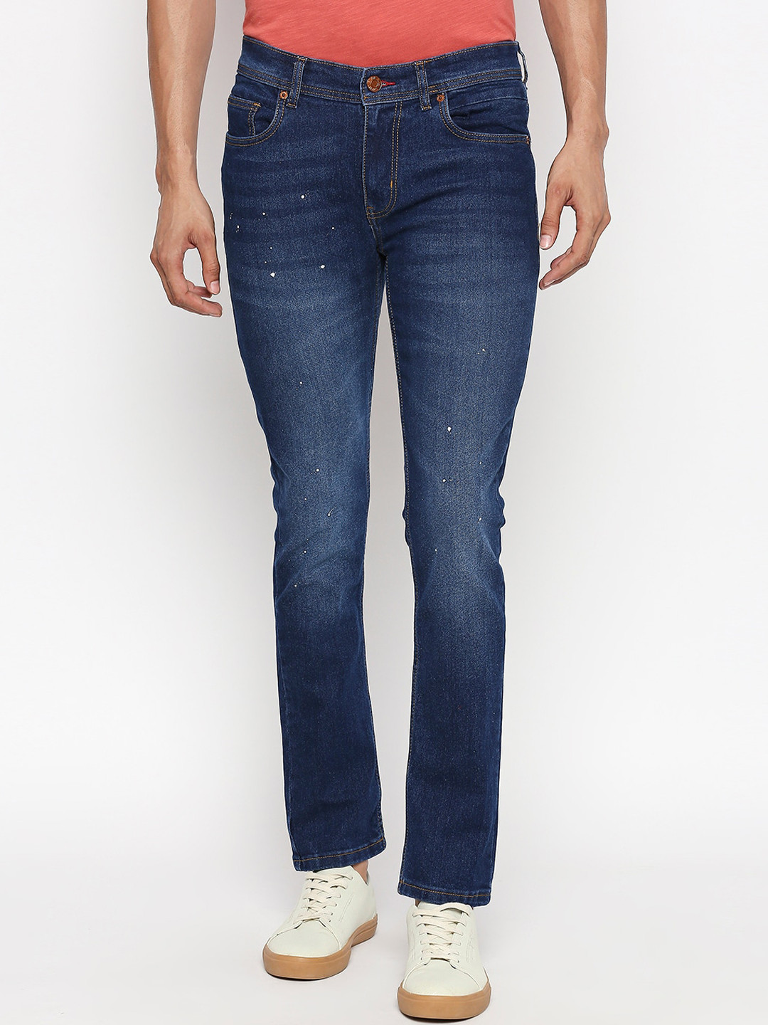 

People Men Blue Slim Fit Mid-Rise Low Distress Jeans