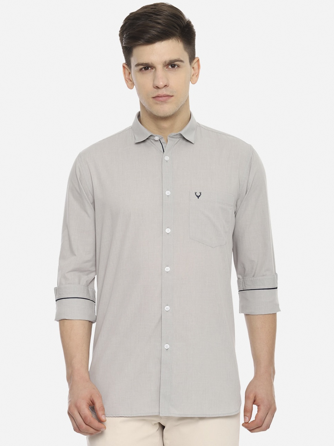 

Allen Solly Men Taupe Slim Fit Solid Casual Shirt