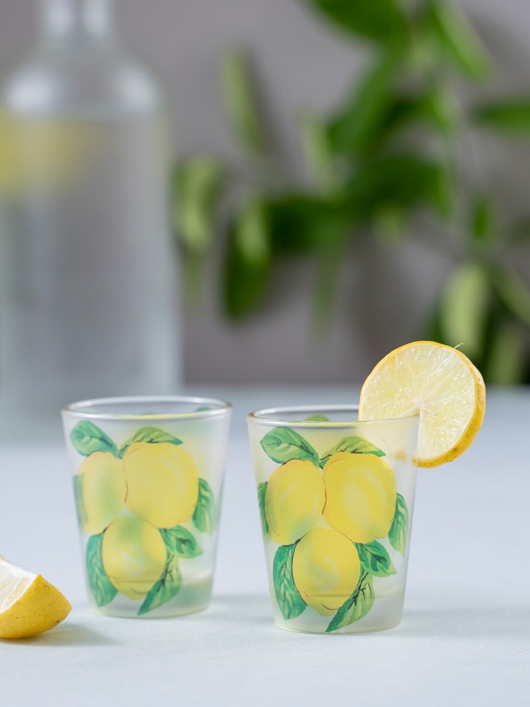 

KOLOROBIA Set of 2 Transparent & Yellow Zesty Lemons Shot Glasses 30 ml