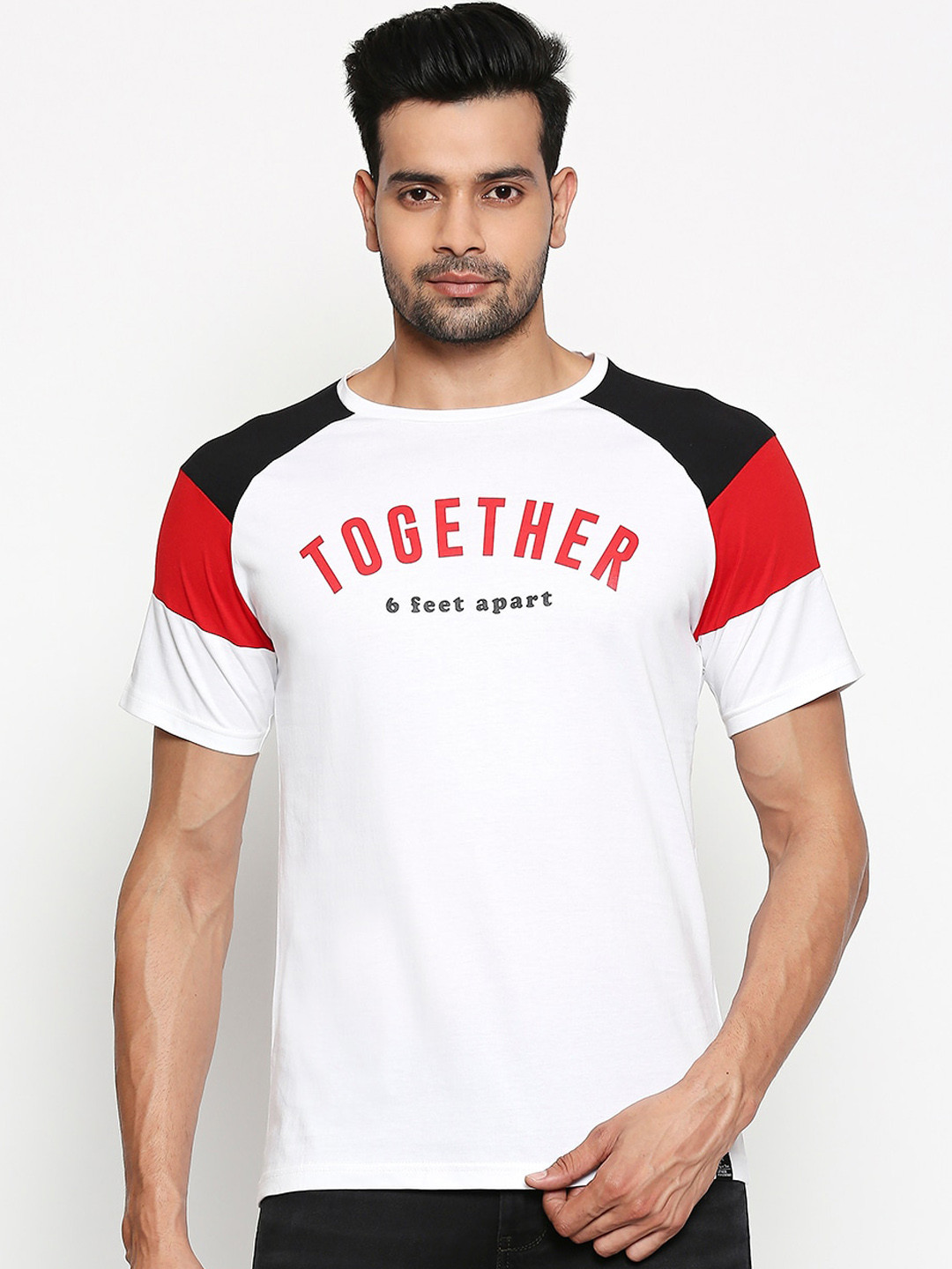 

People Men Off-White Printed Round Neck T-shirt