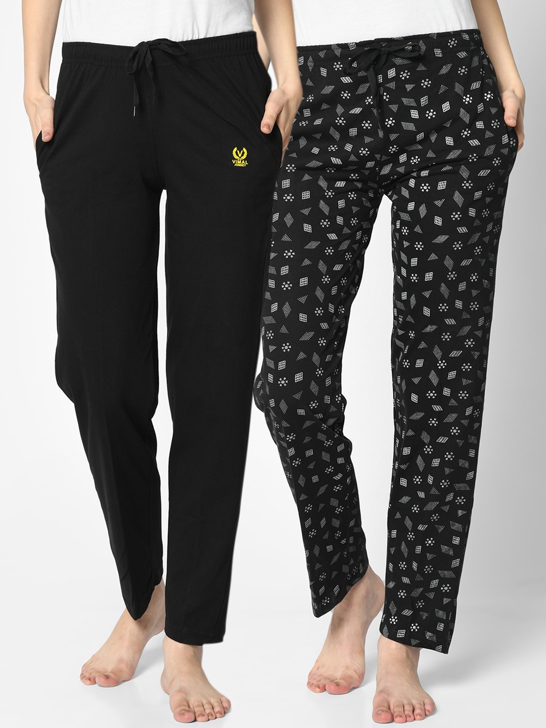 

VIMAL JONNEY Women Pack Of 2 Black Printed Lounge Pants