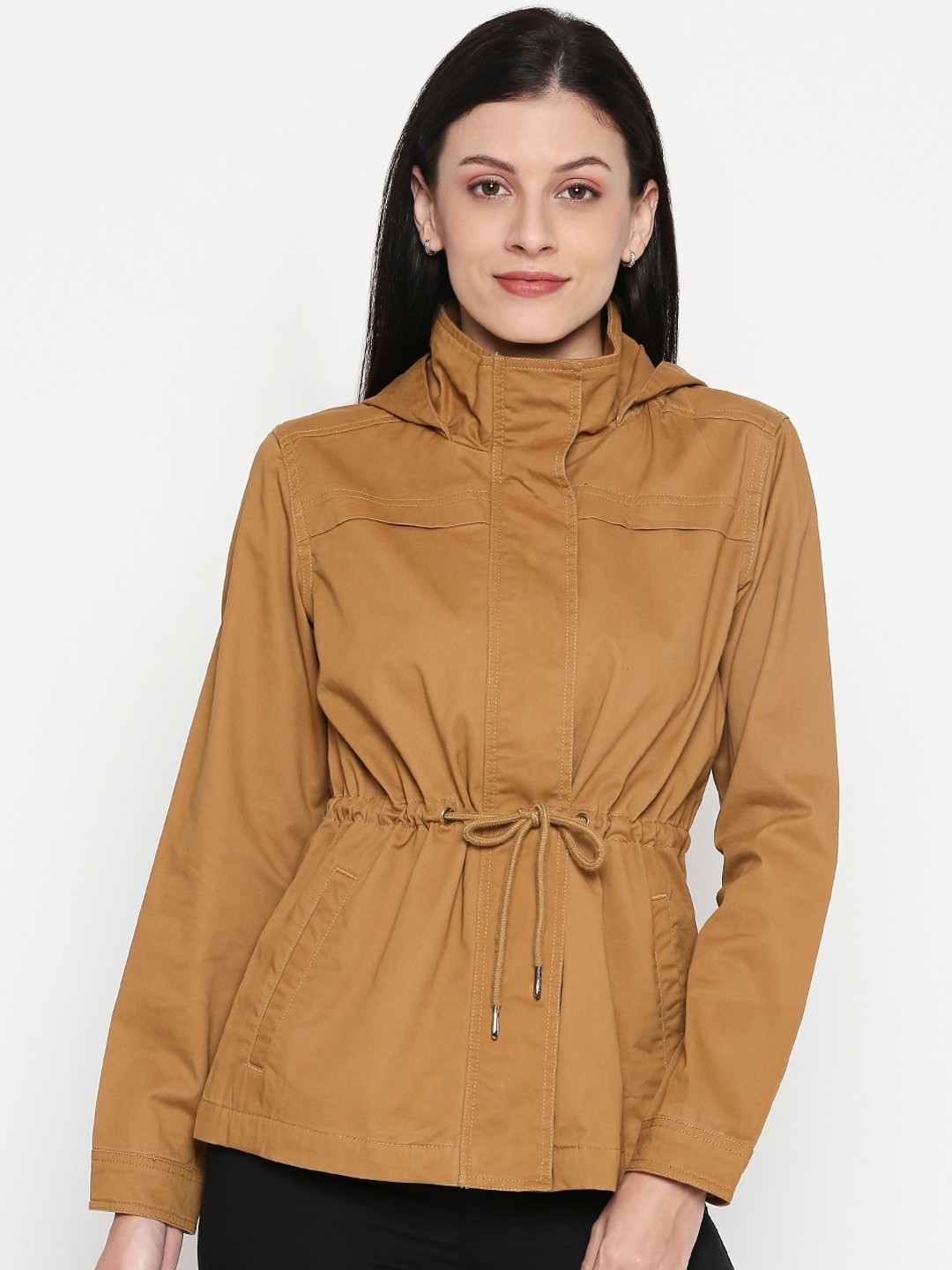 

People Women Brown Solid Tailored Jacket