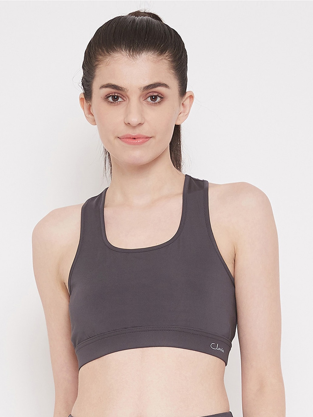 

Clovia Grey Solid Non-Wired Lightly Padded Workout Bra BR2084A05XXL