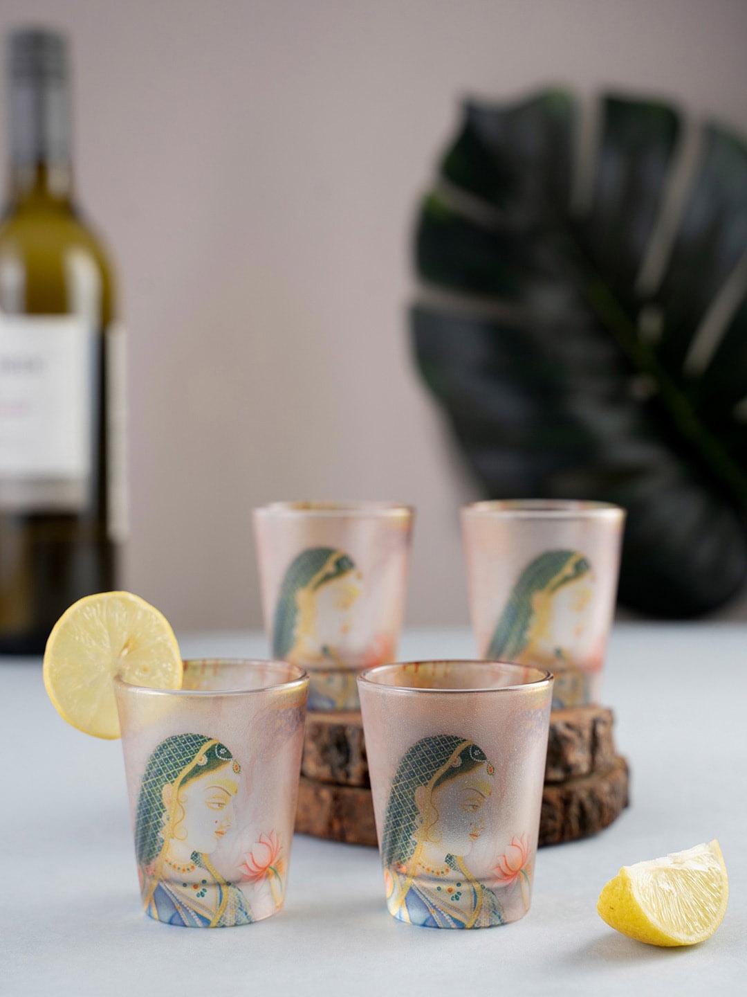 

KOLOROBIA Set of 4 Pink & Green Bani Thani Shot Glasses 30 ml