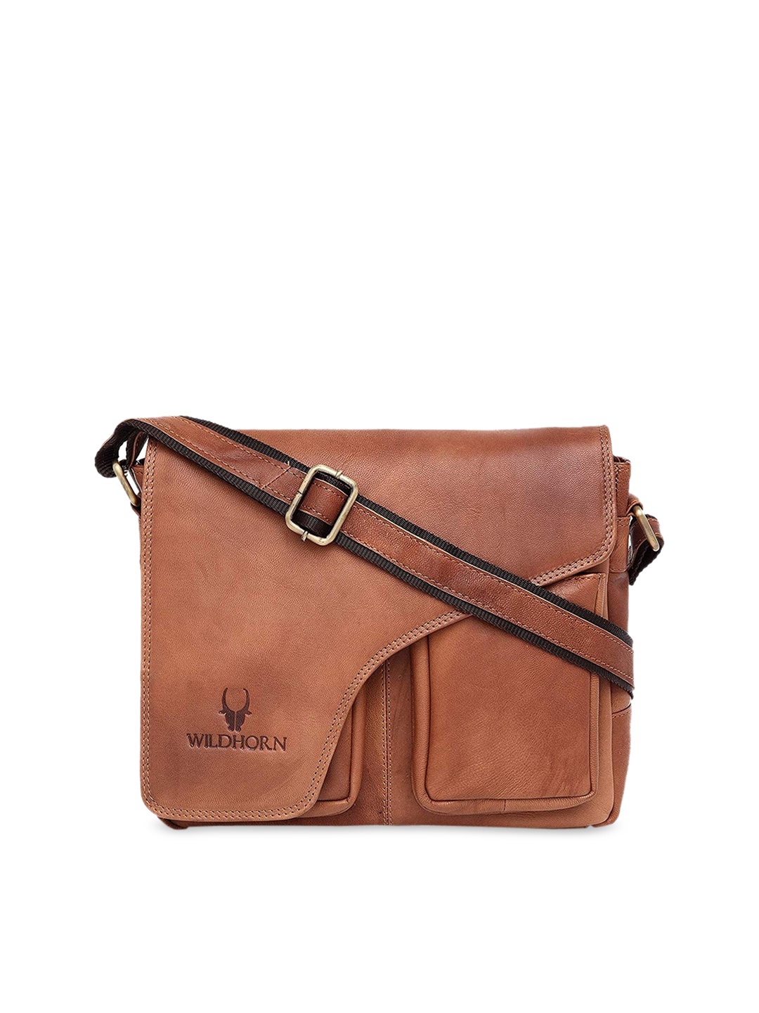 

WildHorn Men Tan Brown Solid Genuine Leather Messenger Bag