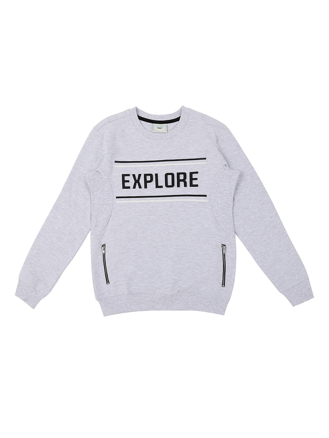

Pantaloons Junior Boys Grey Melange Printed Sweatshirt