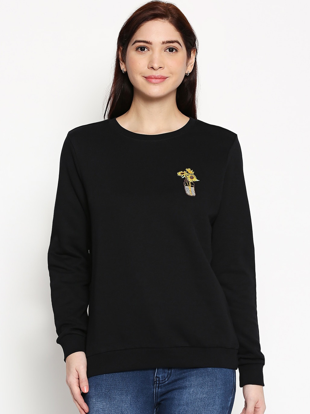 

Honey by Pantaloons Women Black Solid Sweatshirt