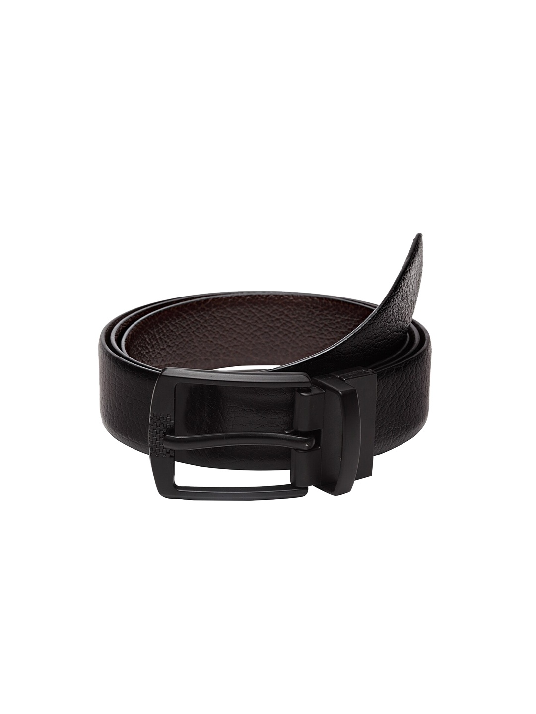 

WELBAWT Men Black & Brown Textured Leather Reversible Belt