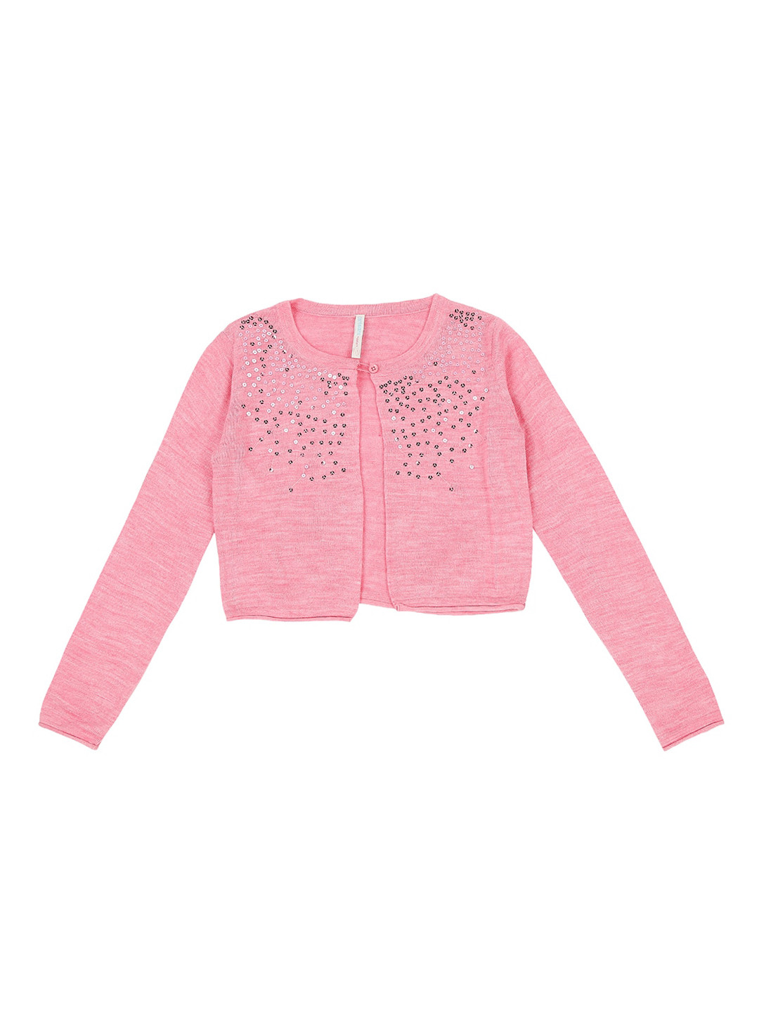 

Pantaloons Junior Girls Pink Embellished Open-Front Sweater