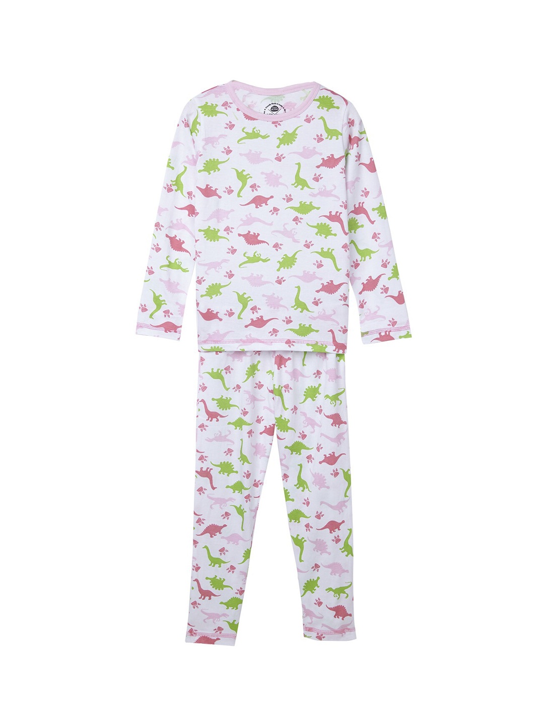 

Cub McPaws Girls White & Green Print Night Suit