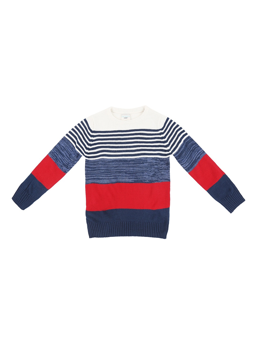 

Pantaloons Junior Boys Blue & White Striped Pullover Sweater