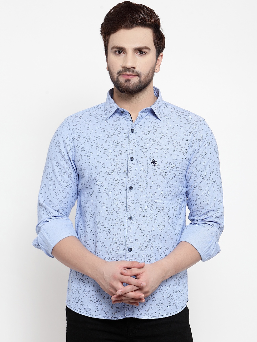 

Cantabil Men Blue Slim Fit Printed Casual Shirt