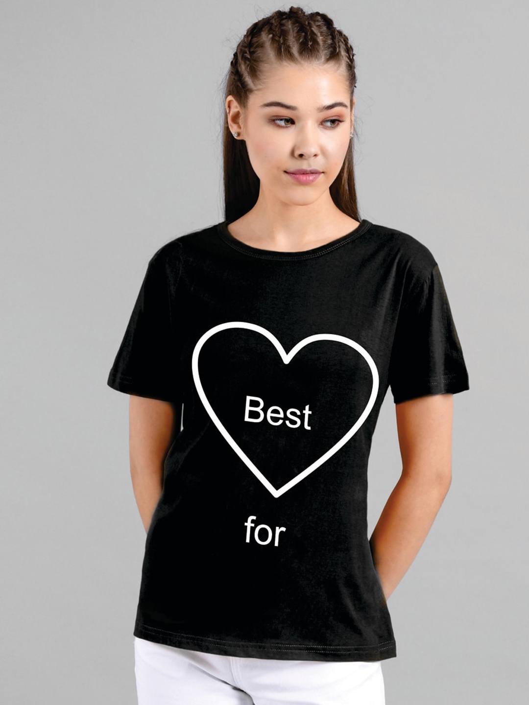 

Kotty Women Black Printed Round Neck T-shirt